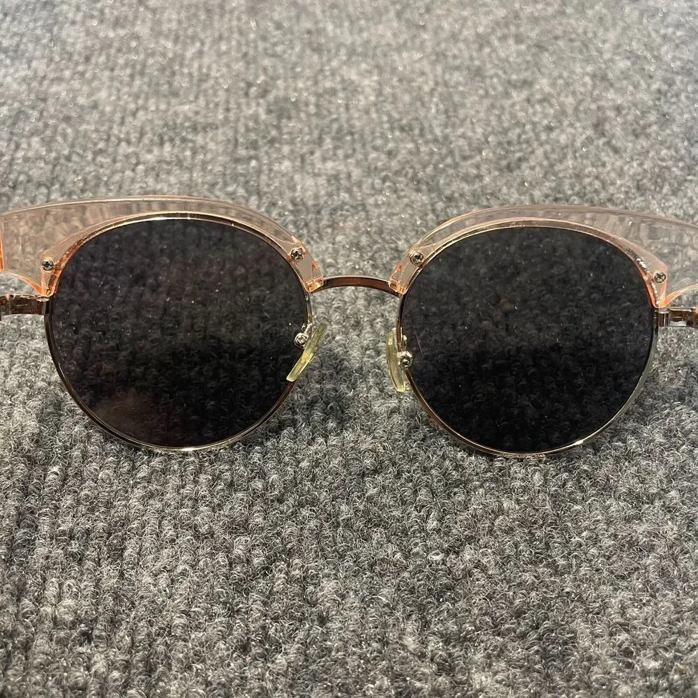 Ducktail Cat Eye Polarized Sunglasses Gold Holographic Crystal